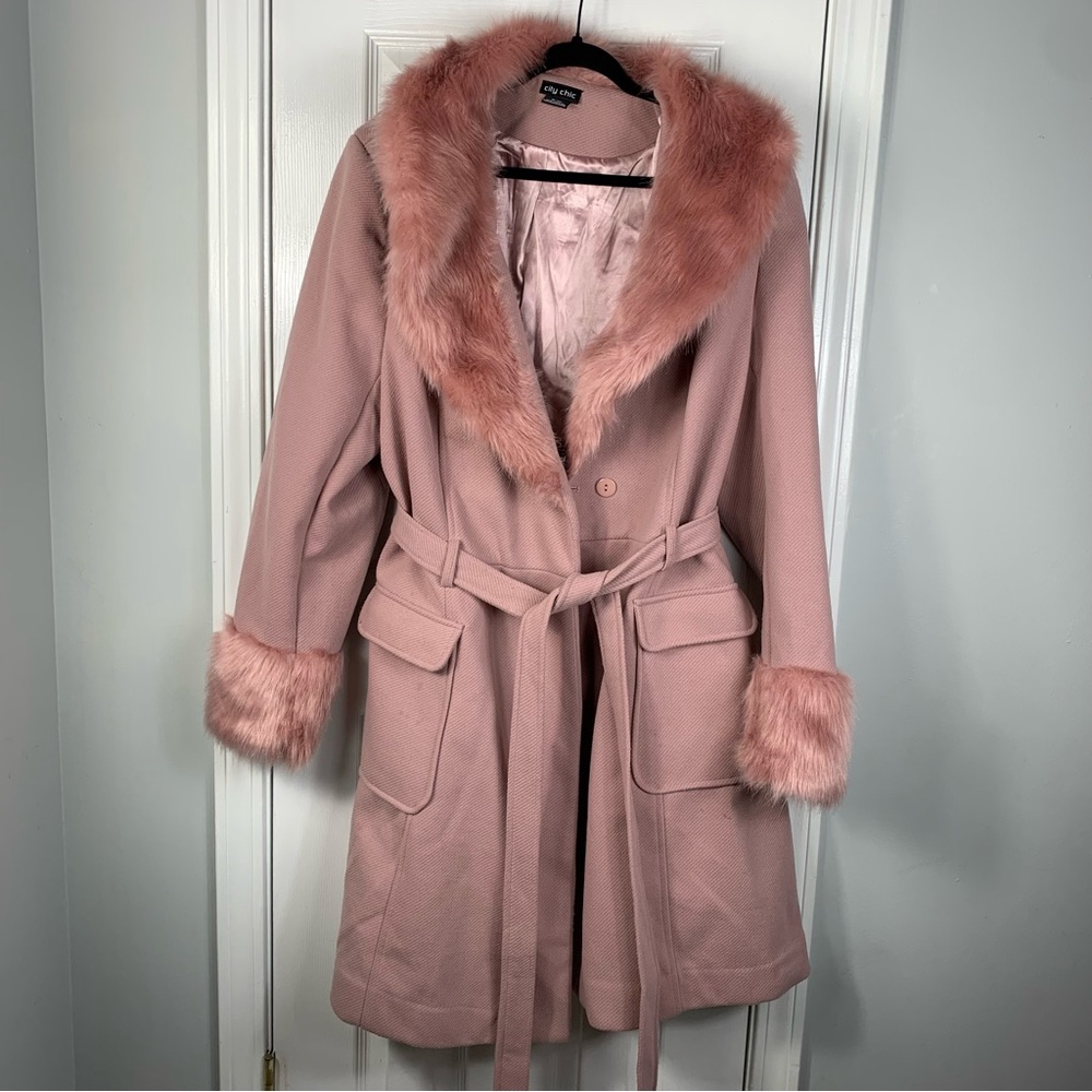 City Chic Size XL 22 Make Me Blush Coat